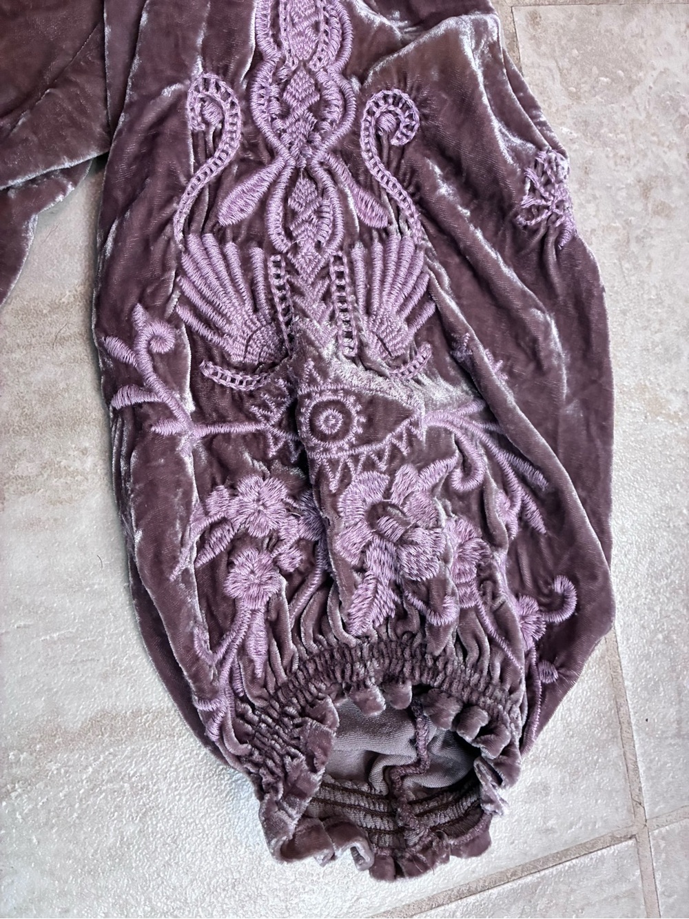 Johnny Was Rose-Tone Embroidered Velvet Tunic - Picture 4 of 4